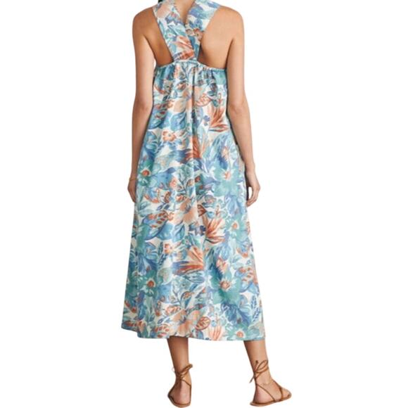 Faherty dress Bay Twist sleeveless halter midi floral size Medium M - Picture 8 of 8